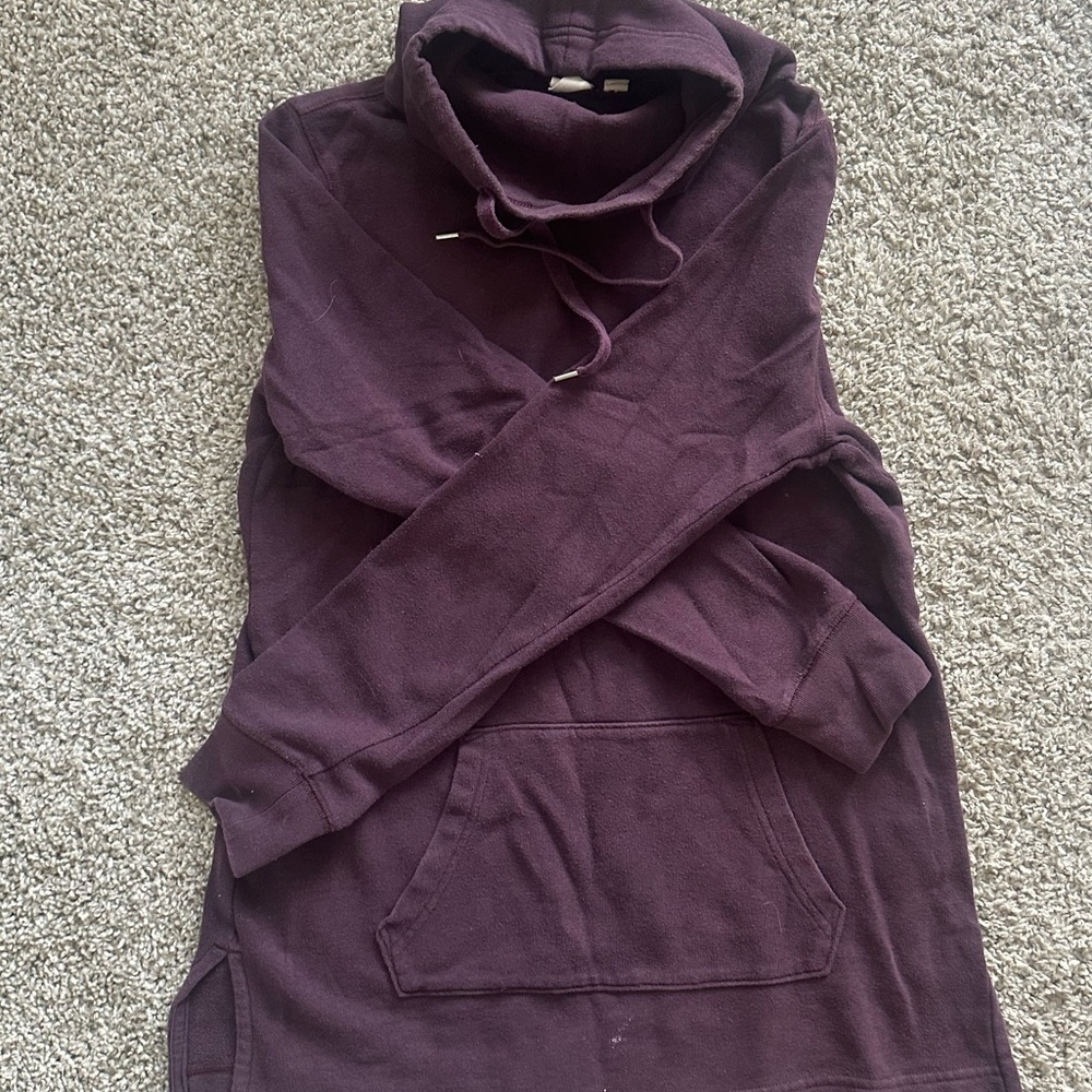 Long Burgundy Tunic Hoodie - Size M